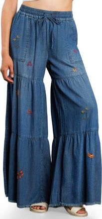 BILLY T Embroidered Demim Wide Leg Pants in Fancy Denim at Nordstrom, Size X-Small