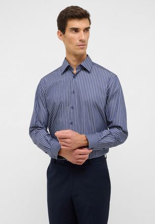 Eterna Langarmhemd ETERNA MODERN FIT, Herren, Gr. 42, Normalgr&ouml;ssen, blau (dunkelblau), Satin, 100% Baumwolle, tailliert, Manschette, Hemden Langarmhemd, NON