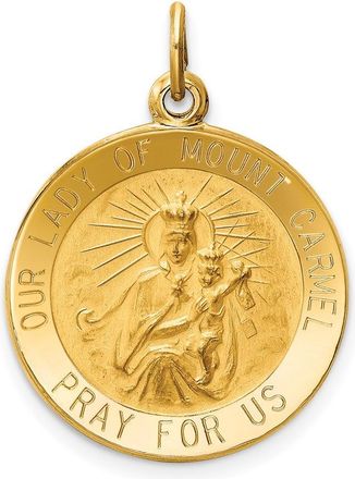 Diamond2Deal 14k Yellow Gold and Satin Solid Our Lady of Mt. Carmel Medal Round Charm Pendant