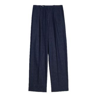 Jil Sander Wijde broek - Heren - Broeken - Blauw - Maat: M Katoen
