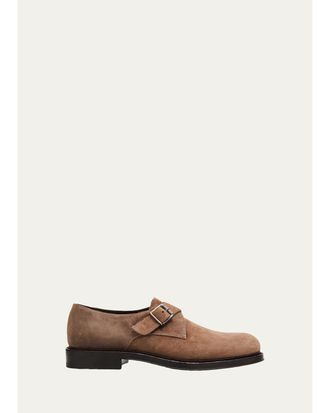 Brunello Cucinelli Mens Suede Monk Strap Derbys