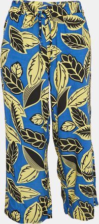 Moschino Boutique Moschino Blue/yellow Leaf Print Crepe Trousers