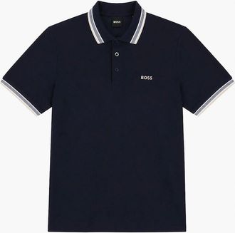 HUGO BOSS Mens BOSS Paddy Piqu&eacute; Polo Shirt Dark Navy Blue - Black - Size: 44