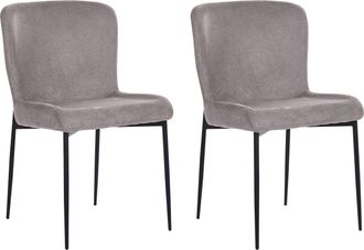 Beliani Beliani - Conjunto De 2 Sillas Gris Oscuro Negro Poli&eacute;ster Patas De Metal Ada