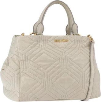 Miu Miu Pre-owned Hand Bag - Dames - Vintage Handtas - Beige - ONE Size - Leer - Vintage