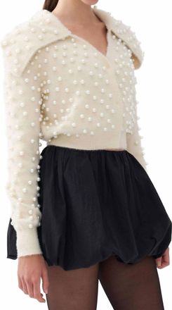 Nocturne Wide Neck Knit Polo Top In Cream