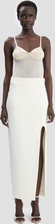 Victoria Beckham Split Skirt In Ivory 12