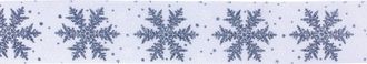 Melrose International Glittered Snowflake Ribbon (Set of 2) - Grey, White