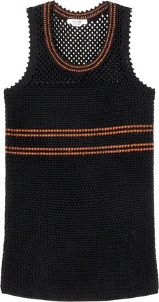 Re/Done striped crochet mesh dress - women - Cotton - S - Black