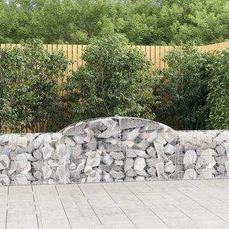 Berkfield Home Arched Gabion Baskets 8 pcs 300x30x60/80 cm Galvanised Iron in Silver