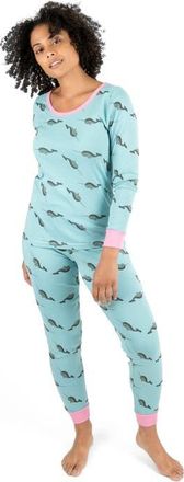 Leveret Womens Cotton Matching Family Pajamas, Wild Canvas Prints in Whale at Nordstrom, Size X-Large