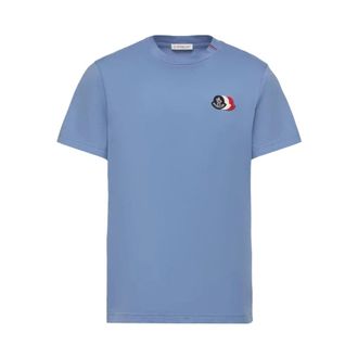 Moncler T-Shirts, male, Blue, Size: 2XL Short-sleeve T-shirt