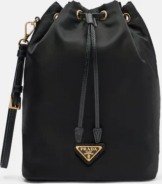 Prada Re-Nylon leather-trimmed bucket bag