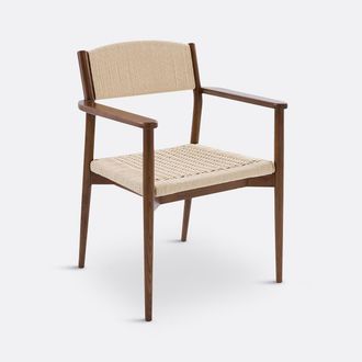 La Redoute Interieurs Tafelfauteuil in massief essenhout en vlechtwerk, Dorau