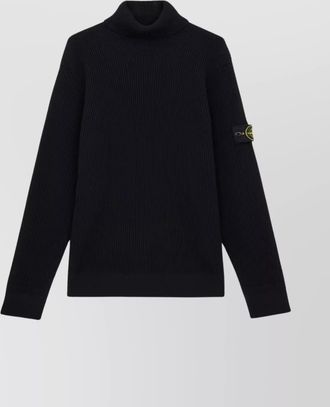 Stone Island wool turtleneck sweater logo patch