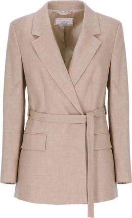 PESERICO mélange-effect belted blazer - Toni neutri