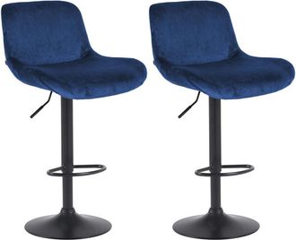 Clp Clp - Lote De 2 Taburetes De Bar Solon Negro Azul Terciopelo