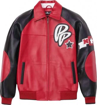 Pelle Pelle Classic Soda Club Plush Jacket In Red/black