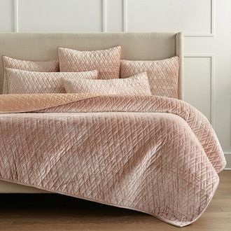 Frontgate Marquette Velvet Quilted Bedding - White, Sham White, Euro White Sham - Frontgate