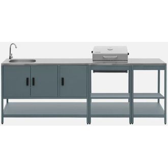 Sweeek Cucina da esterno, 3 moduli e barbecue a carbone