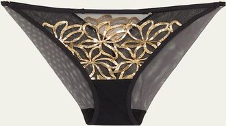 Lise Charmel Eclats DOr Metallic Embroidered Italian Briefs