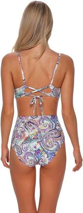 Sunsets Hannah High Waist Bikini Swim Bottoms in Tide Pool Twist at Nordstrom, Size X-Large