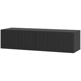 Dmora Mobile Porta tv Vetto, un Ripiano, 2 Ante, 2 Vani, 128x42x32h cm Nero