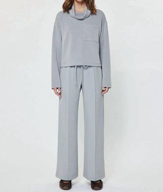 Current Air Cowl Neck Pullover Sweatshirt In Light Dusty Blue