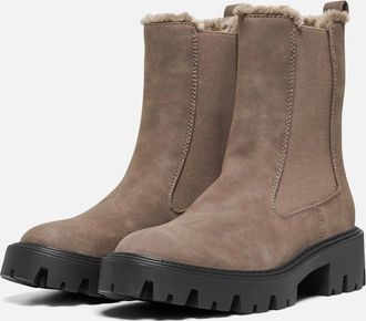 Only Womens ONLY BETTY-9 WARM LINED Polyurethane Womens Brown Stone Heeled Ankle Boots - Size: 6