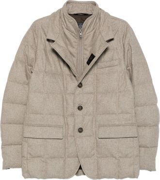 Fay Double-Breasted Quilted Padded Grid Stitch Jacket