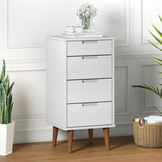 vidaXL Mesita De Noche Molde Madera Maciza De Pino Blanca 40x35x82 Cm Vidaxl