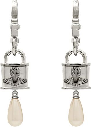 Vivienne Westwood Celestia Small Padlock Drop Earrings - Silver - One Size