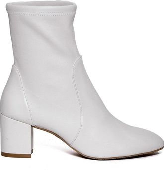 Stuart Weitzman White Suede Ankle Boot 60Mm Heel