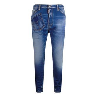 Dsquared2 Mens Relax Long Crotch Blue Denim Jeans - Navy Cotton - Size 32 (Waist)