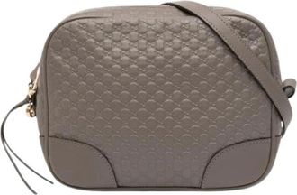 Gucci Pre-owned Cross Body Bags, female, Gray, Size: ONE SIZE Pre-owned Leather Crossbody Bag