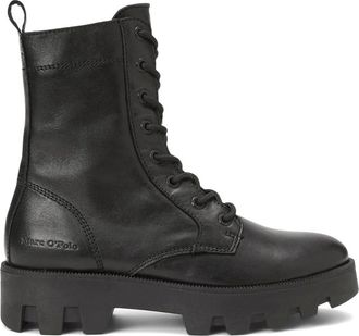 Marc O'Polo Casual enkellaarsjes - Dames - Veterlaarzen - Zwart - 36 EU - Leer - Schoenen
