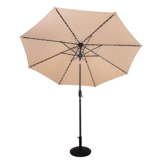 MonsterShop LED Tilt Parasol 2.7m With Tilt Base - Beige