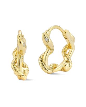 Sphera Milano 14K Over Silver Cz Twisty Snake Huggie Earrings