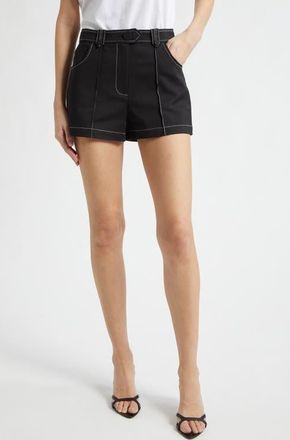 Ramy Brook Marco Pintuck Cotton Blend Shorts in Black at Nordstrom, Size 14