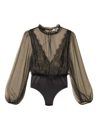 Twin-Set Body con pizzo - Nero