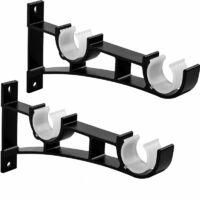 OEM Soporte Doble Para Barra De Cortina, Soportes Para Barra De Cortina, Negro, Soportes Robustos Para Barra De Cortina Fabricados En Aleaci&oacute;n De Aluminio