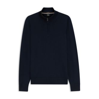 BOSS Merino-wool sweater with zipper neck