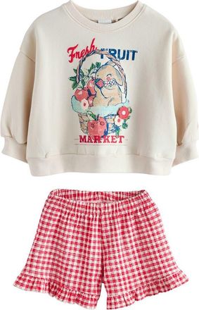 Next Kids Fruit Sweatshirt & Frill Shorts Set in Cream at Nordstrom, Size 1.5-2Y