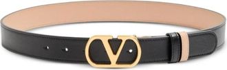 Valentino Garavani Cintura VLogo Signature Reversible - Dames - Riemen - Zwart - 80 CM - Leer - Accessoires