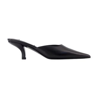 Toteme Zwarte leren puntige hak sandalen - Dames - Muiltjes - Zwart - 37 EU - Leer - Schoenen