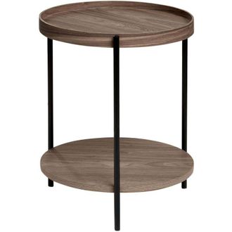 Beliani Side Table Dark Brown MDF Metal &oslash; 49 cm Frame Round Shelf Modern Design LANDER