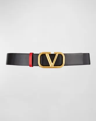 Valentino Garavani VLogo Reversible Leather Belt, 30mm