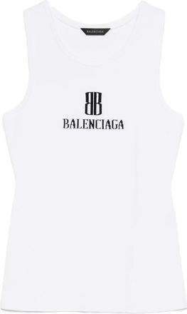 Balenciaga Top smanicato con logo - Bianco