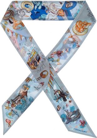 Ferragamo Ferragamo Jungle Party Printed Silk Scarf