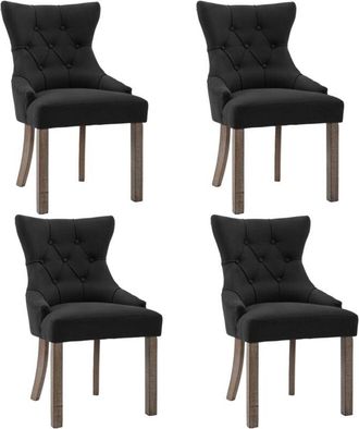 vidaXL Vidaxl - Sillas De Comedor 4 Unidades Tela Negra